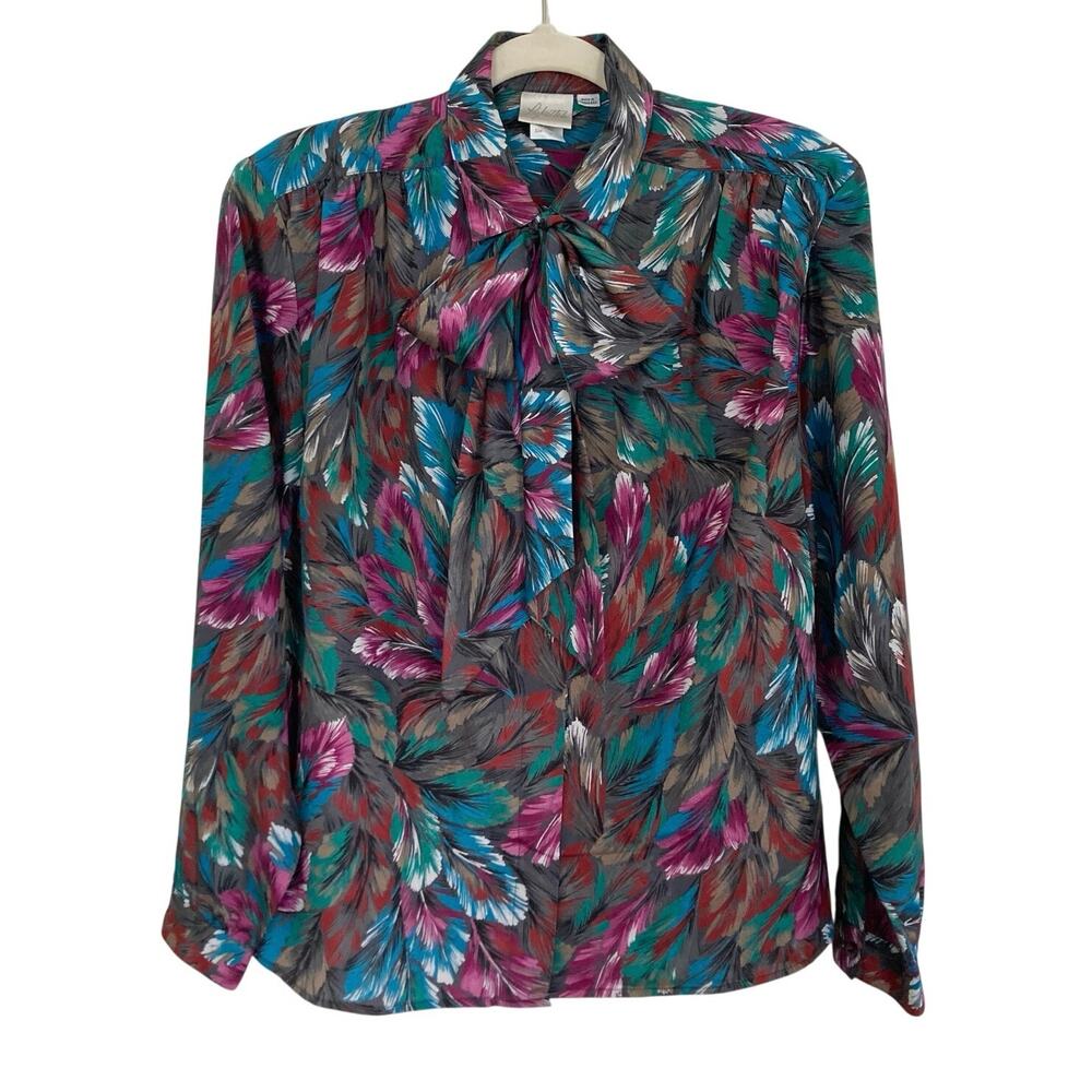 Vintage Pykettes Feather Blouse with Necktie
